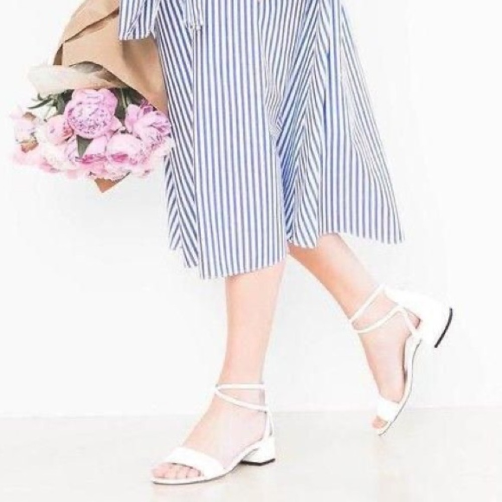 Stuart Weitzman White Ivory Peewee City Sandals